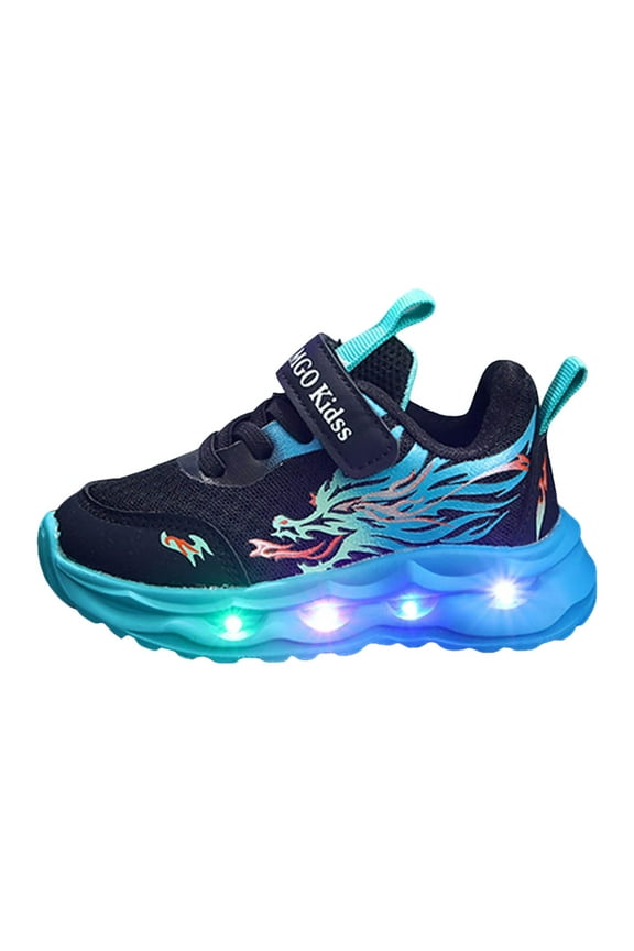 Toddler Girl Sneakers Glow LED Light-Up Shoes for Kids, Athletic Basketball Sneakers for Boys & Girls – Dynamic Web-Style High-Tops with Bright Flashing Lights Blue Size,7
