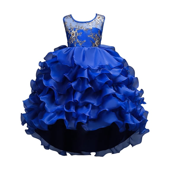 Karoyedx Toddler Girl Spring Outfits Dress for Girls Spring Lace Tulle Mesh Grils Summer Dress Flower Girls Party Dance Dress for Little Girls Blue Size,7-8 Years