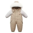 thumbnail image 1 of Karoyedx Toddler Girl Winter Clothes Baby Infant Baby Winter Snowsuit Coat Romper Hooded Double Zipper Warm Jumpsuit for Boys Girls Khaki Size,18-24 Months, 1 of 2