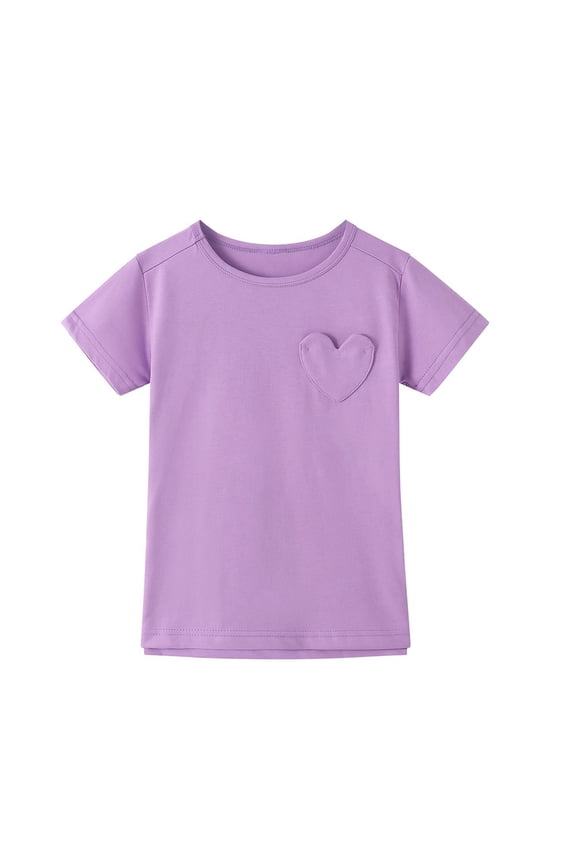 Toddler Girls Clothes Kids Girls T Shirts Casual Short Sleeve Tee Tops Crewneck Color Block Cute Clothes Purple Size,2-3 Years