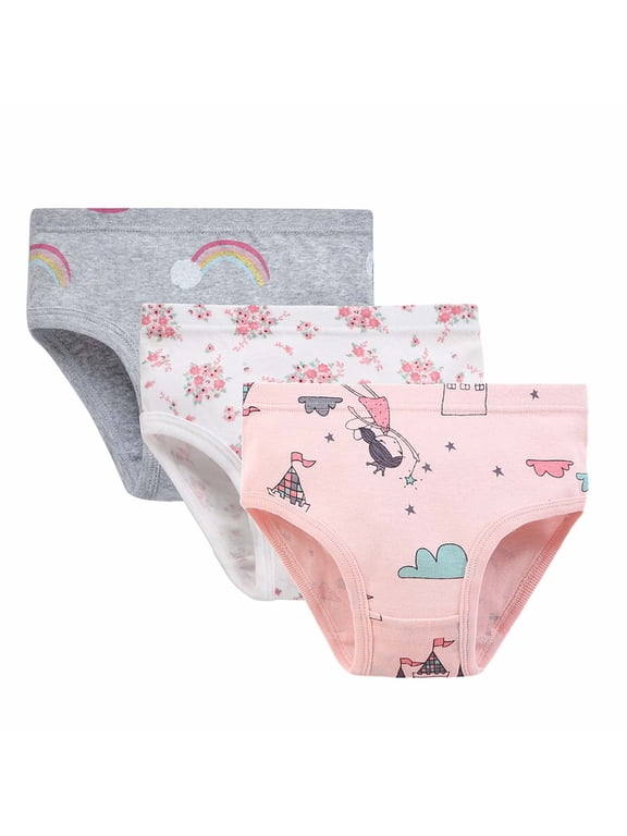Toddler Girls Panties 3 Pcs Little Girls Toddler Kids Princess Underwear Boxers Briefs Panties Light Pink Size,2-3 Years