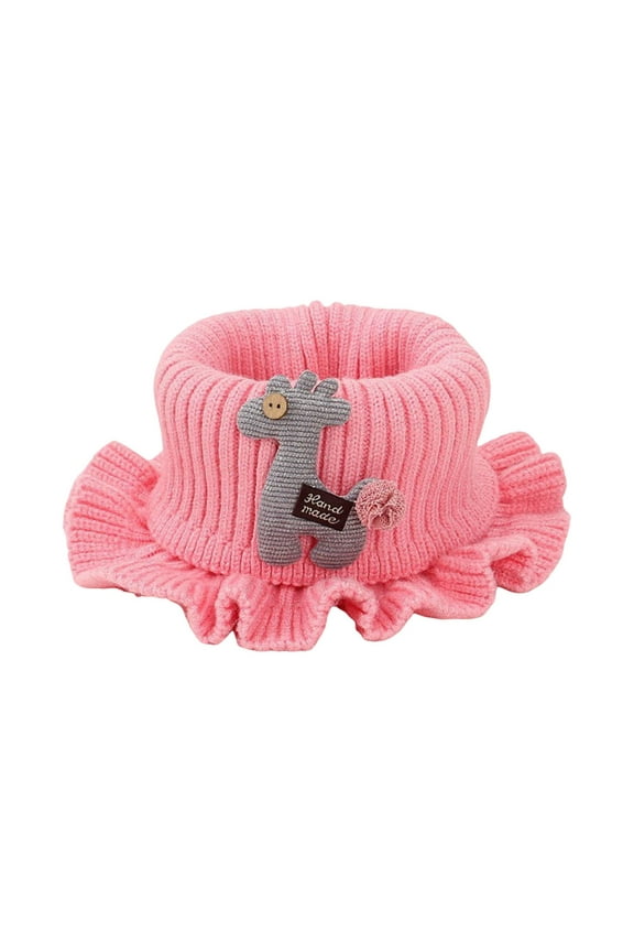 Toddler Girls Scarves Solid Color Cute fashion Cartoon Knitted Wool Cartoon Warm Neck Scarf Pink Size,One Size