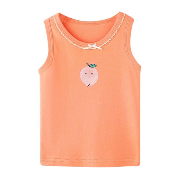 Karoyedx Toddler Girls Sleeveless Undershirts Toddler Girl Tank Tops Boys Cotton Solid Sleeveless T Shirts Undershirts Summer Crew Neck Soft Tee for Kids Orange Size,8-9 Years