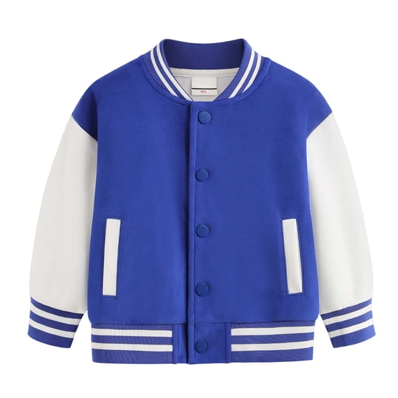 Karoyedx Toddler Jacket Boy's Graphic Varsity Jackets Button Down Baseball Jacket Outerwear Streetwear Blue Size,4-5 Years