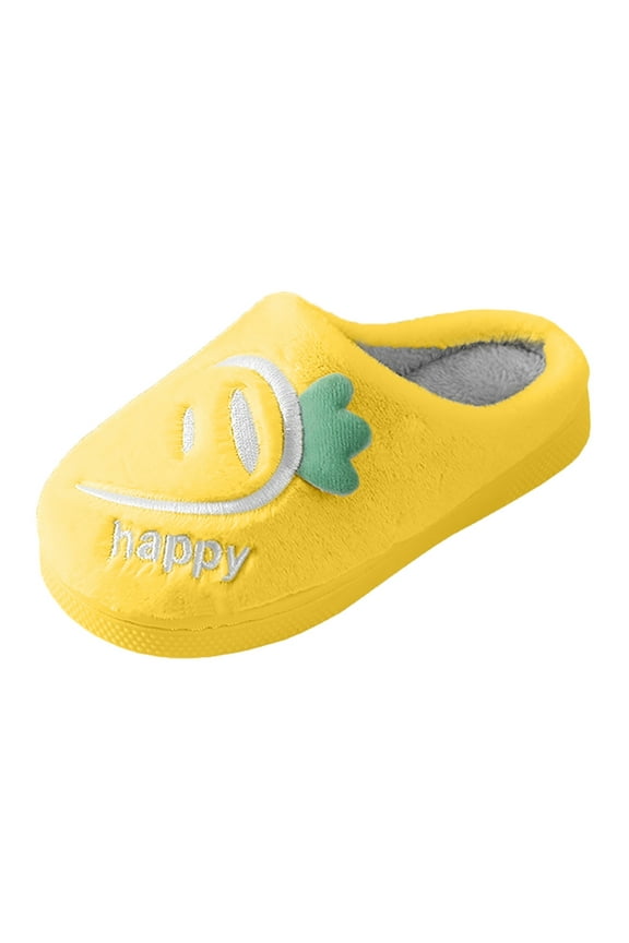 Toddler Kids House Shoes Slippers with Memory Foam Fuzzy and Warm Cozy Comfort Fleece Clog Slip On Sole Protection for Boys Girls Indoor Outdoor Yellow Size,3