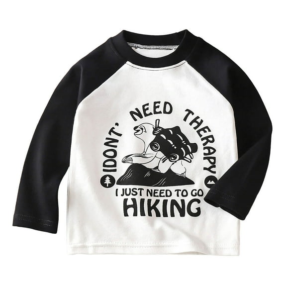 Karoyedx Toddler Long Sleeve Shirt Boy Toddler Boys Sweatshirts Kids Cotton Long Sleeve Crewneck Pullover Cartoon Print Shirts Black Size,12-18 Months