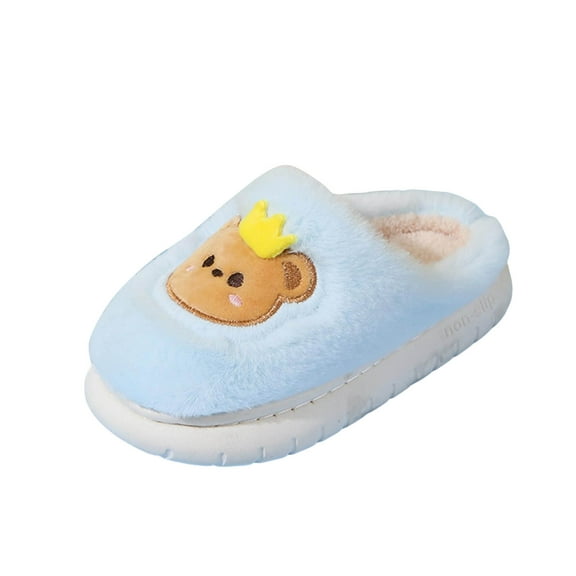 Karoyedx Toddler Slippers Kids Slippers Girls Boys House Slippers Adjustable Warm Memory Foam House Shoes Soft Bedroom Slides Indoor Outdoor Blue Size,13