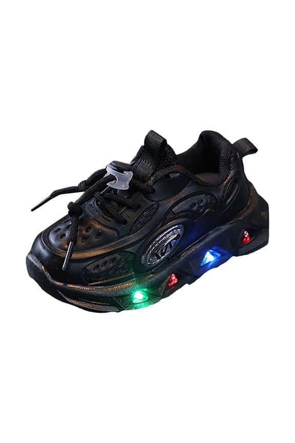 Toddler Sneakers Girls Boys Light Up Shoes, Toddler LED Shoes Kids High Top Sneakers for Tennis Black Size,8