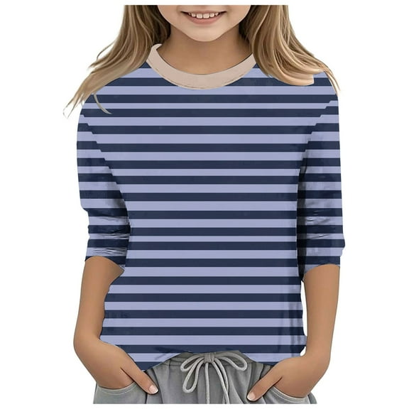 Karoyedx Toddler Tee Shirts Girls Toddler Baby Girls Long Sleeve Basic Layering Casual T Shirt Knit Ribbed Lace Collared Little Kids Casual Fall Tees Sky Blue Size,10-11 Years