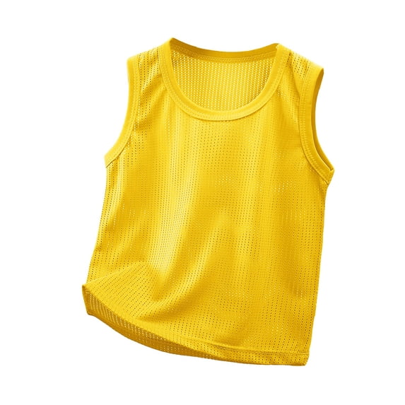 Karoyedx Toddler Undershirts Boys Tank Tops 2026 Casual Sleeveless Crewneck Athletic Workout Tees Basic Solid Undershirts Yellow Size,9-18 Months