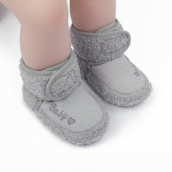 Karoyedx Toddler Winter Boots Boots for Girls Baby Booties Newborn First Walkers Cozy Shoes Warm Knit Soft Booties for Toddler Infant Boy Girl Grey Size,One Size