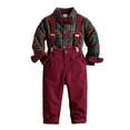 thumbnail image 1 of Karoyedx Tuxedo For Toddler Boys Christmas Toddler Boy Suit Baby Boys Wedding Dress Outfit Formal Gentleman Clothes Set Dress Shirt Bowtie Suspenders Pants Wine Size,4-5 Years, 1 of 9