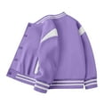 thumbnail image 1 of Karoyedx Varsity Jacket Kids Kids Baseball Jacket Varsity Letterman Coat Fall Winter Fleece Bomber Vintage Outerwear Purple Size,11-12 Years, 1 of 4