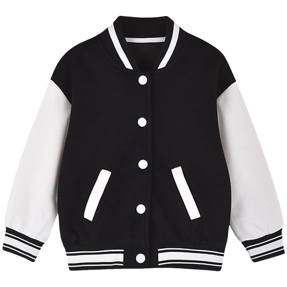 Karoyedx Varsity Letterman Jacket Kids Baseball Jackets Casual Varsity Jacket School Bomber Jackets Black Size,3-4 Years
