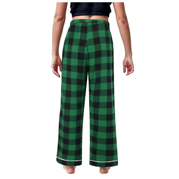 Karoyedx Wide Leg Pants for Girls Girl Boy Plaid Pants Drawstring Cute Loose Bottom Trousers Green Size,11-12 Years