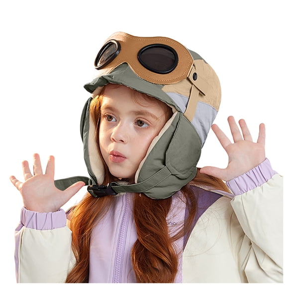 Karoyedx Winter Children'S Scarves Outdoor Fleece Lined Warm Hat For Boys And Girls With Ear Goggles Integrated Hat AG Size,One Size