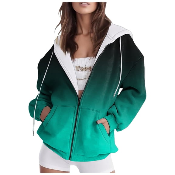 Karoyedx Winter Clothes for Women Women's Sweatshirt Womens Zip Up Hoodies 2025 Oversized Hoodie for Women Trendy Hooded Sweatshirts Fall Winter Zipper Y2k Jacket Sky Blue Size,2XL