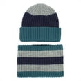 thumbnail image 1 of Karoyedx Winter Hats for Toddlers Girls Toddler Kids Boys Girls Beaniess Hat Scarf Set Winter Warm Cute Striped Knit Cap Fleece Neck Warmer Dark Blue Size,0-2 Years, 1 of 3