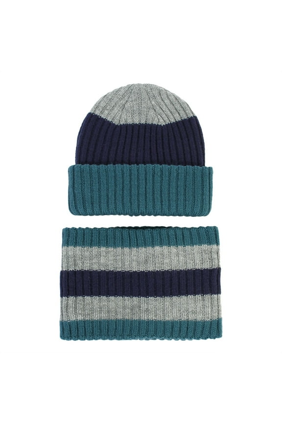Winter Hats for Toddlers Girls Toddler Kids Boys Girls Beaniess Hat Scarf Set Winter Warm Cute Striped Knit Cap Fleece Neck Warmer Dark Blue Size,0-2 Years