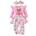 thumbnail image 1 of Karoyedx Winter Outfits for Girls Newborn Baby Girl Clothes Infant Ruffle Romper Pants Set Fall Winter Outfits Cute Baby Clothes for Girls Pink Size,12-18 Months, 1 of 7