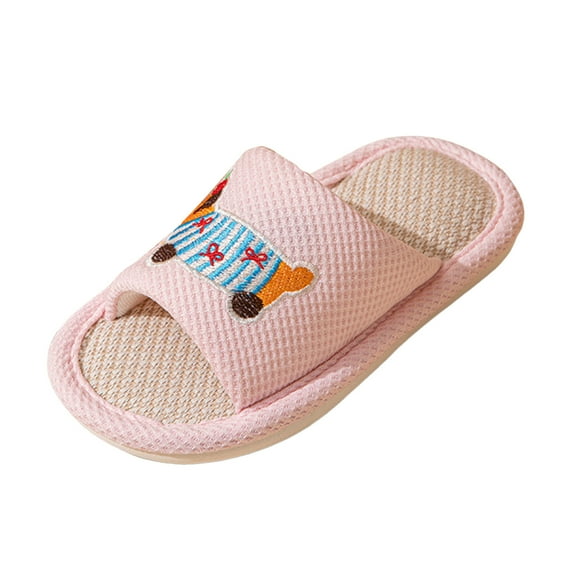 Karoyedx Winter Slippers for Toddlers Boys Kids House Slippers Girl's Fuzzy Fluffy Slippers Cross Band Shoes Slides for Girls Fur Flip Flop Open Toe Slippers Pink Size,13