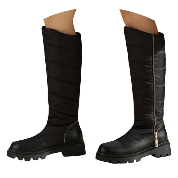 Karoyedx Women Cowboy Boots Western Knee High Boots for Women Square Toe Chunky Block Heel Tall Boots Comfortable Low Heel Pull On Mid-Calf Boot Black Size,8.5