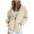 thumbnail image 1 of Karoyedx Women Fall Clothes Womens Zip Up Hoodies Oversized Sweatshirts Fall School Fashion Outfits Casual Jackets 2025 Winter Clothes Beige Size,2XL, 1 of 4