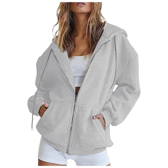 Karoyedx Women Hoodies Zip Up Hoodies for Women Sweatshirt Zip Up Hoodie Fall Fashion 2025 Trendy Long Sleeve Jackets Winter Clothing Outfits Dark Gray Size,M