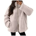 thumbnail image 1 of Karoyedx Women Winter Clothes Sherpa Jacket Women Full Zip Up Hoodie Fuzzy Fleece Jacket Fall Winter Coat Plaid Shacket Checkered Outerwear White Size,2XL, 1 of 6
