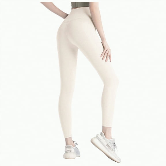 Karoyedx Women's Pants High Waisted Leggings for Women Yoga Leggings with Pockets for Women Soft High Waisted Tummy Control Workout Pants White Size,L