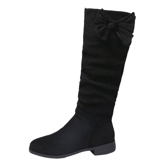 Karoyedx Womens Booties Low Heel Knee High Boots Square Toe Boots Low Heel Wide Calf Flat Long Boots for Women Dress Chunky Comfortable Tall Boots Black Size,9