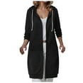 thumbnail image 1 of Karoyedx Womens Hoodies Zip Up Women's Zip Up Hoodies Long Sleeve Long Tunic Sweatshirts Oversized Fleece Casual 2025 Fall Jacket Coat with Pocket Black Size,L, 1 of 4