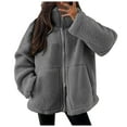 thumbnail image 1 of Karoyedx Womens Winter Coat Women's Fashion Winter Coats Sherpa Fleece Shearling Oversized Trendy Jackets Warm Outerwear Clothing Dark Gray Size,2XL, 1 of 6