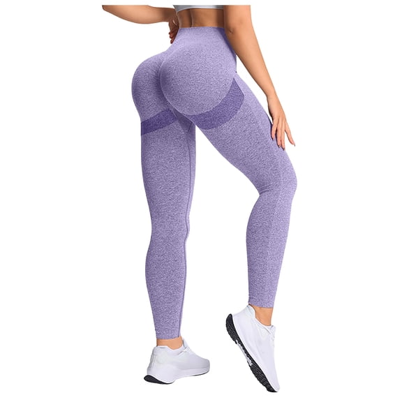 Karoyedx Yoga Pants for Women's High Waisted Leggings Yoga Pants Workout Running Stretchy Seamless Legging Purple Size,M