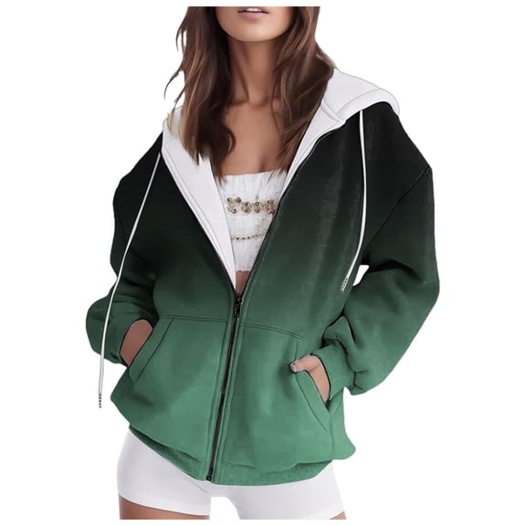 Karoyedx Zip Up Hoodie Women's Sweatshirt Womens Zip Up Hoodies 2025 Oversized Hoodie for Women Trendy Hooded Sweatshirts Fall Winter Zipper Y2k Jacket Light Purple Size,M