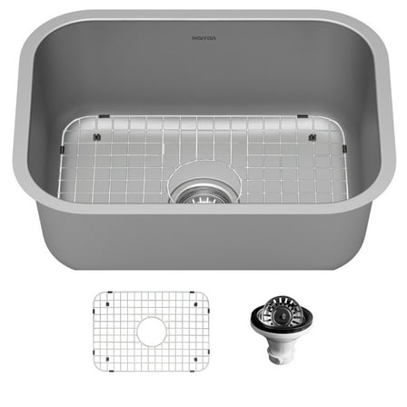 Karran 23" Undermount 16-Gauge Stainless Steel Single Bowl Kitchen Sink Kit