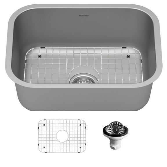 Karran 23" Undermount 16-Gauge Stainless Steel Single Bowl Kitchen Sink Kit