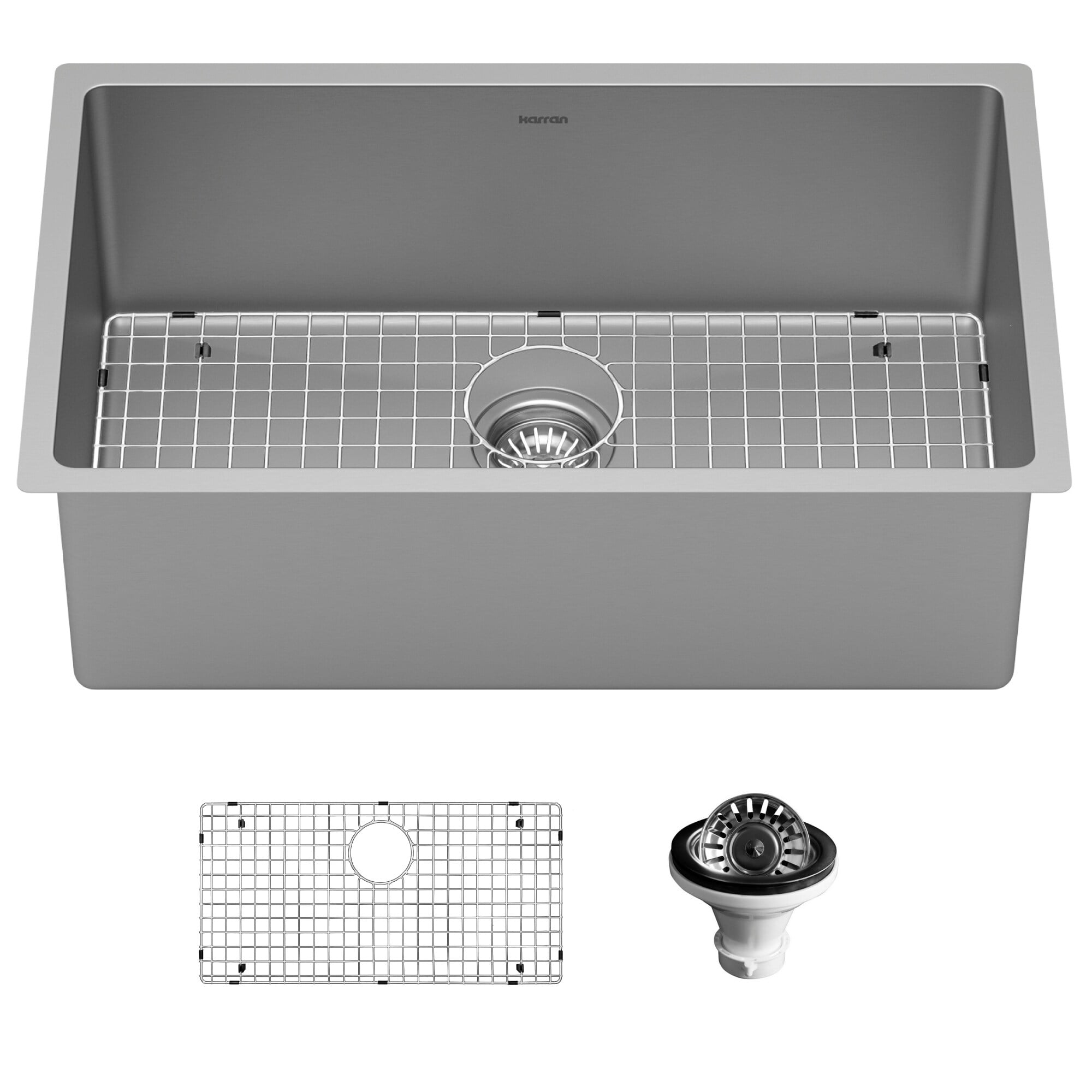 Karran 30'' Satin Brushed Stainless Steel Single Bowl Undermount Kitchen Sink