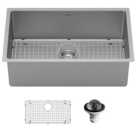 Karran 30" Undermount 16-Gauge Stainless Steel Extra Large Single Bowl Kitchen Sink Kit