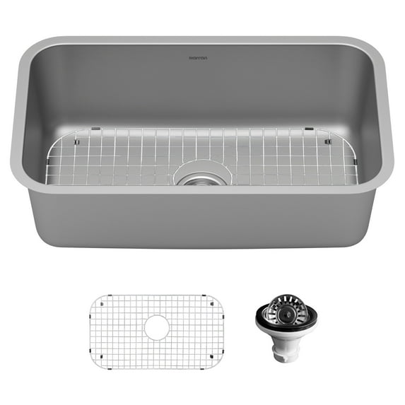 Karran 30" Undermount 18-Gauge Extra-Large Single Bowl Stainless Steel Kitchen Sink Kit