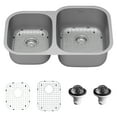 thumbnail image 1 of Karran 32" Undermount 18-Gauge Stainless Steel 40/60 Double Bowl Kitchen Sink Kit, 1 of 6
