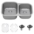 thumbnail image 1 of Karran 32" Undermount 18-Gauge Stainless Steel 60/40 Double Bowl Kitchen Sink Kit, 1 of 6