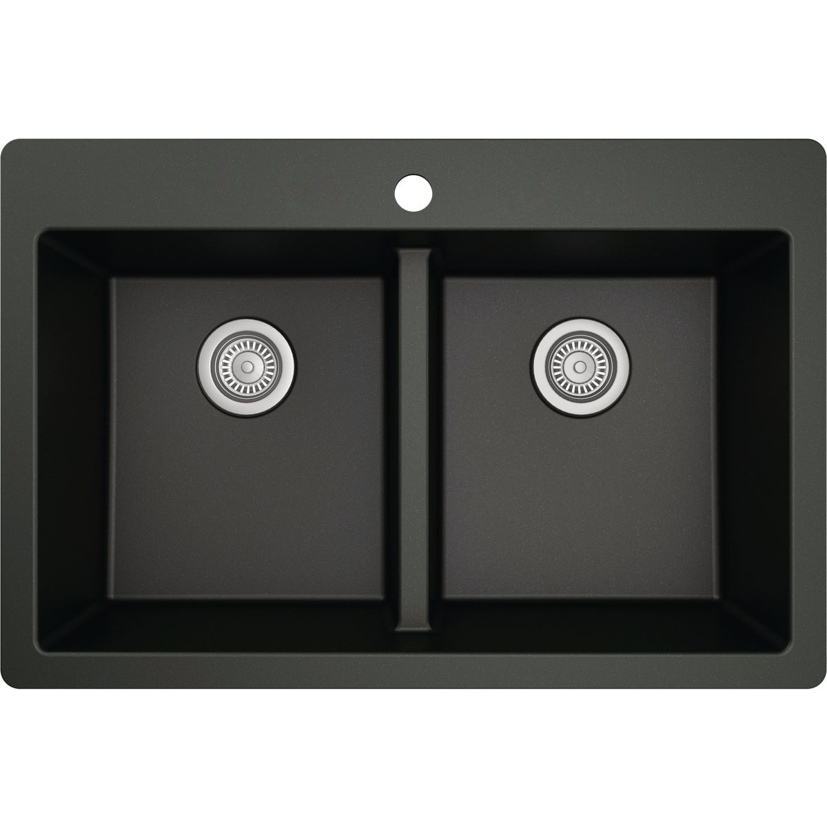 Black Quartz Double Bowl Top Mount Kitchen Sink