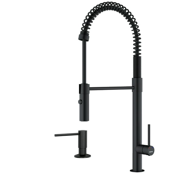 Karran Bluffton Single-Handle Pull-Down Sprayer Kitchen Faucet with Matching Soap Dispenser in Matte Black
