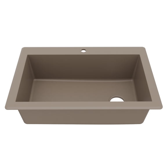 Karran Drop-In Quartz Composite 33 in. 1-Hole Single Bowl Kitchen Sink in Concrete