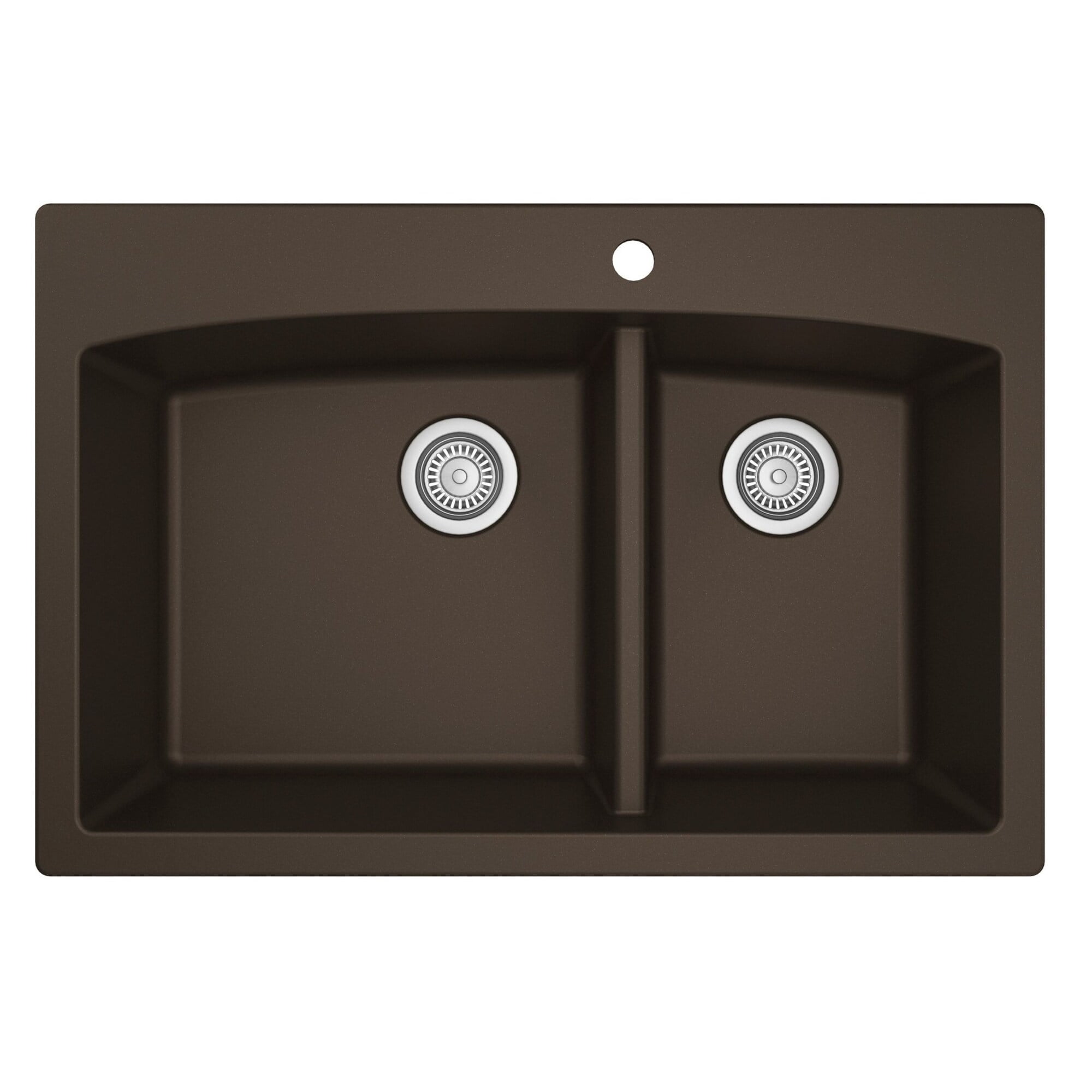Karran QT-711 Drop-In Brown Quartz Composite 33 in. 1-Hole 60/40 Double Bowl Kitchen Sink