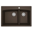 thumbnail image 1 of Karran QT-711 Drop-In Brown Quartz Composite 33 in. 1-Hole 60/40 Double Bowl Kitchen Sink, 1 of 12