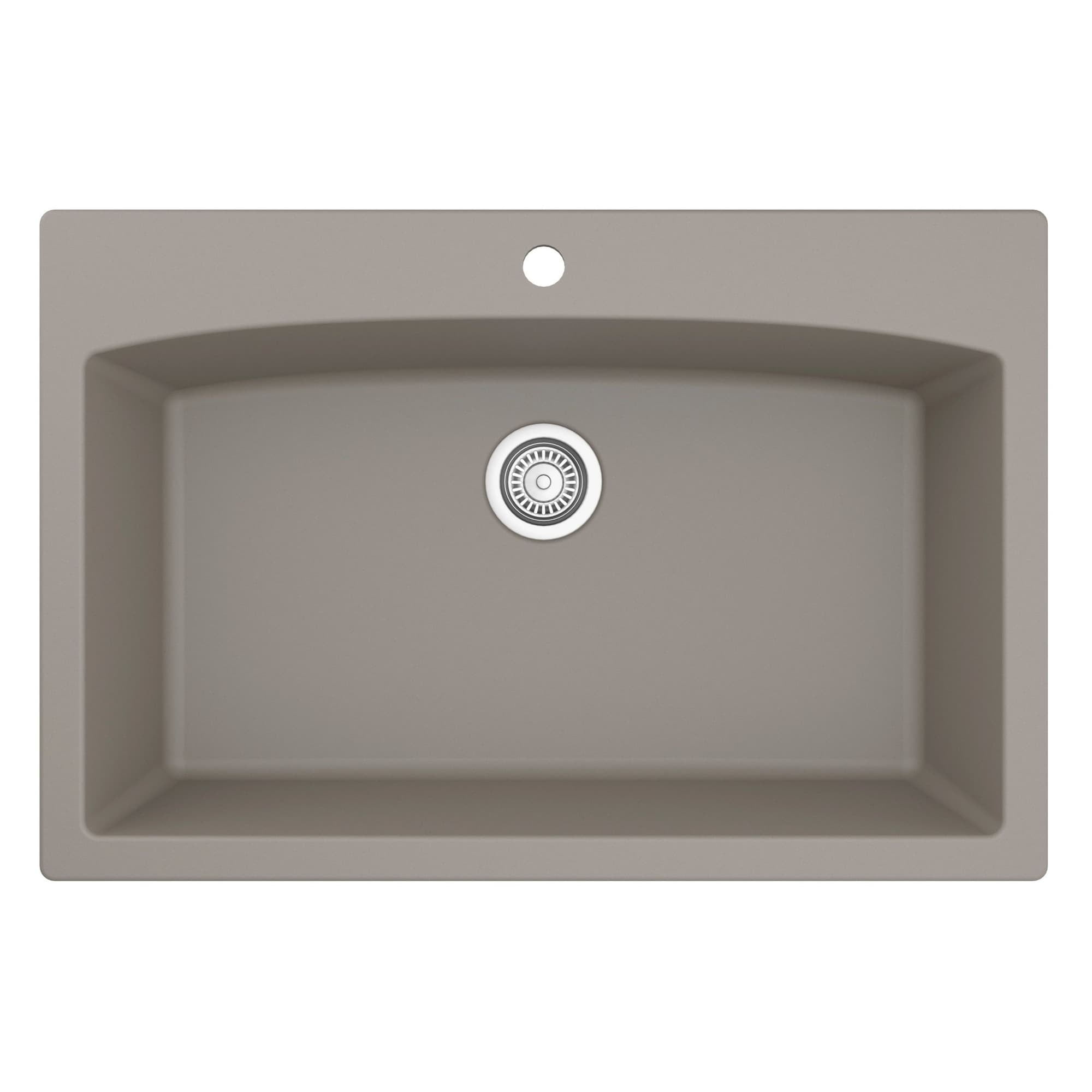 Concrete Quartz Composite Single Bowl Kitchen Sink, 33'' x 22''
