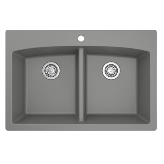 Karran Drop-in Quartz 50/50 Double Bowl Kitchen Sink Grey