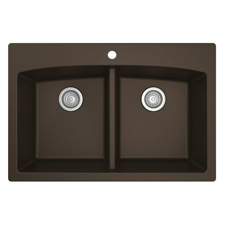 Karran QT-710-BR Brown Quartz Composite Rectangular Double Bowl Sink